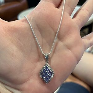 18” Diamond and tanzanite silver necklace